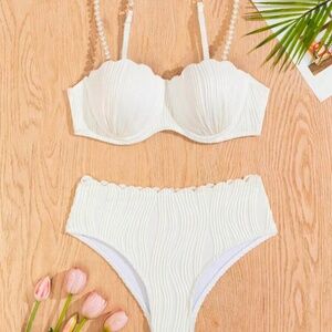Pearl Shoulder strap bikini set